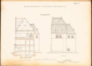 Kaiser-Friedrich-Gymnasium, Frankfurt/Main: Querschnitt, Seitenansicht 1:100