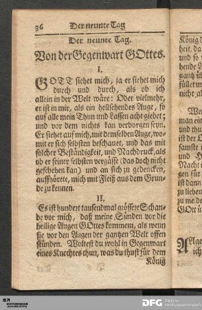 Der neunte Tag. Von der Gegenwart GOttes.