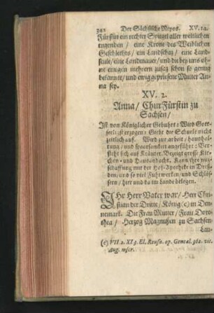 2. Anna/ ChurFürstin zu Sachsen.