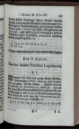 Das VI. Capitel. Von des Kaysers Potestate Legislatoria.