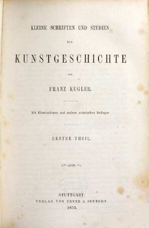 Kleine Schriften und Studien zur Kunstgeschichte, 1