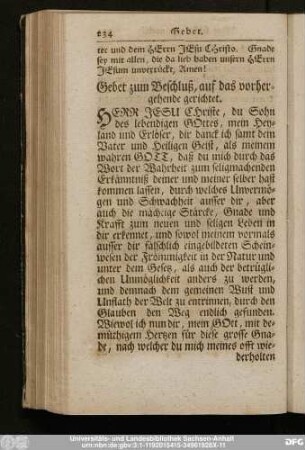 Gebet zum Beschluß, auf das vorhergehende gerichtet.