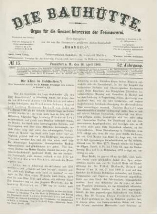 No. 15. Frankfurt a. M., den 10. April 1909. 52. Jahrgang.