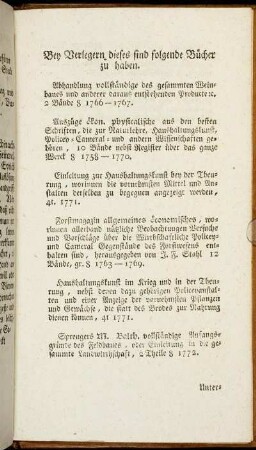 Bey Verlegern dieses sind folgende Bücher zu haben.