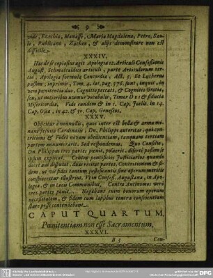 Caput Quartum. Poenitentiam non esse Sacramentum
