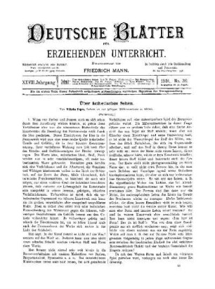 Über ästhetisches Sehen : (Fortsetzung)