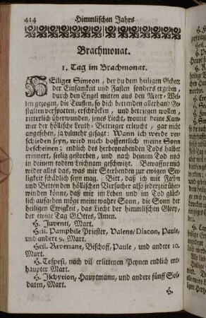 1. Tag im Brachmonat. - 14. Tag im Brachmonat.