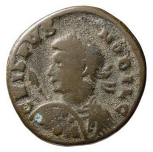 Münze, Follis, Aes 3, 322 - 323 n. Chr.