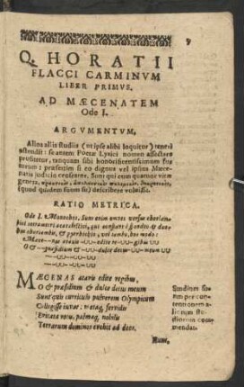Q. Horatii Flacci Carminum Liber Primus.