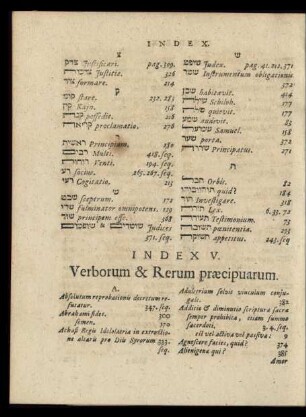 Index V. Verborum & Rerum praecipuarum