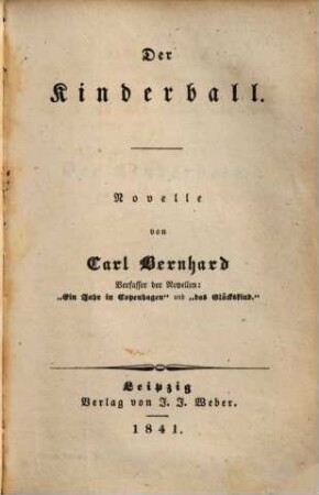 Lebensbilder aus Dänemark : in Novellen und Erzählungen, 6. Der Kinderball