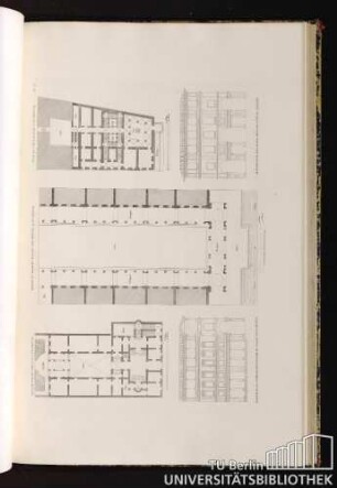Pl. 77. Plan Du Palais Cimenes A Florence. Moitie Du Plan Du Palais Des Offices A Florence. Plan Du Vieux Palais A Florence. Portion De La Coupe Transversale Du Palais Des Offices. Elévation Du Palais Des Offices Côté Du Fleuve.