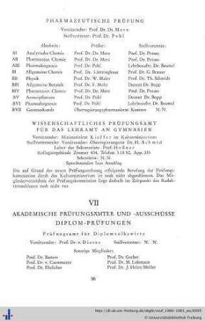 VII. Diplom-Prüfungen