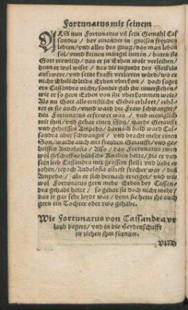 Wie Fortunatus von Cassandra urlaub begert ...