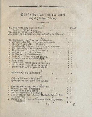 Subscribenten-Verzeichniß nach alphabetischer Ordnung