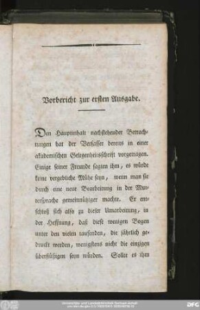 Vorbericht zur ersten Ausgabe.