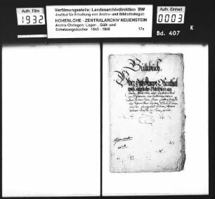 Einzugsregister über die hohenlohe-neuensteinischen Gülten im Amt Ohrntal.