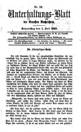 Neueste Nachrichten aus dem Gebiete der Politik. 1869, [b] = Unterhaltungs-Blatt der Neuesten Nachrichten, 7 - 12