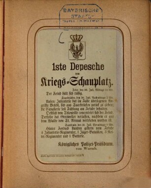 Depeschen vom Kriegsschauplatz 1870 : [Umschlagtitel]