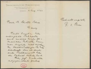 Brief an B. Schott's Söhne : 02.08.1897