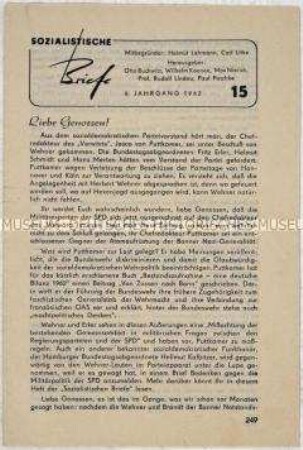 Heft aus der Reihe "Sozialistische Briefe" u.a. zur Deutschen Frage