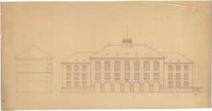 Billing, Hermann; Karlsruhe (Baden-Württemberg), Ritterstr.; Bebauung Ettlinger Tor, Städtische Feuerwache - Fassade (Ansicht); Schnitt