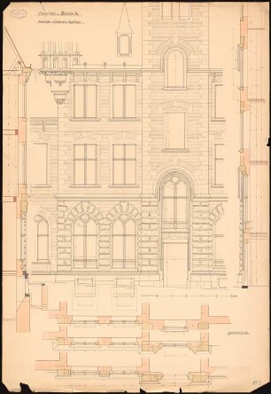 Post- und Telegraphengebäude, Münster: Fassadendetails der Hauptfront