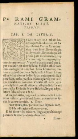 P. Rami Grammaticae Liber Primus.