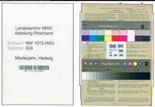 Entnazifizierung Hedwig Miederjahn , geb. 11.10.1897 ()