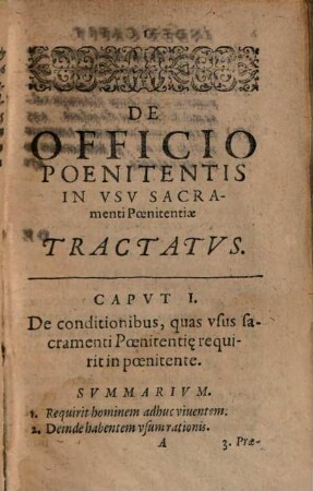 Tractatvs De Officio Poenitentis : In vsu Sacramenti Poenitentiae