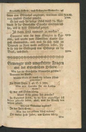 Gemengte und umgekehrte Fragen aus der Griechischen Historie.