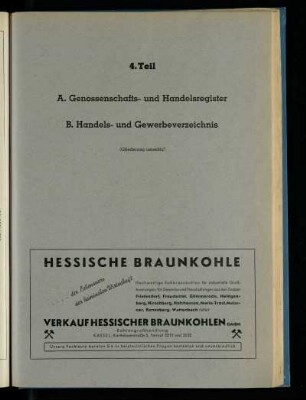 Genossenschafts- und Handelsregister, Handels- und Gewerbeverzeichnis