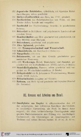 III. Bronzen und Arbeiten aus Metall (Nr. 172-305)