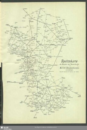 Routenkarte der Strassen zum Tourenbuch von Mittel-Deutschland I.