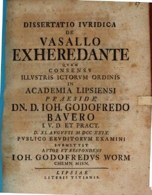 Diss. iur. de vasallo exheredante