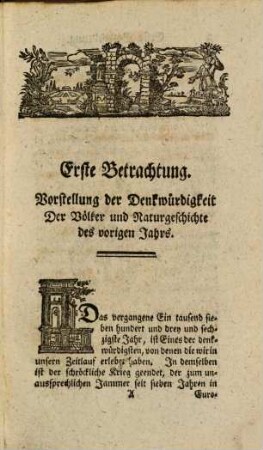 Adolph Dietrich Ortmanns, Inspectors zu Züllichau, Betrachtungen über wichtige Begebenheiten der Naturgeschichte des 1763sten Jahres