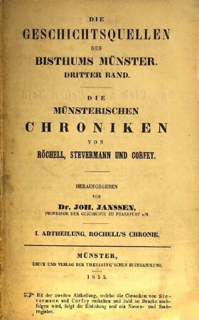 Die Münsterischen Chroniken von Röchell, Stevermann und Corfey