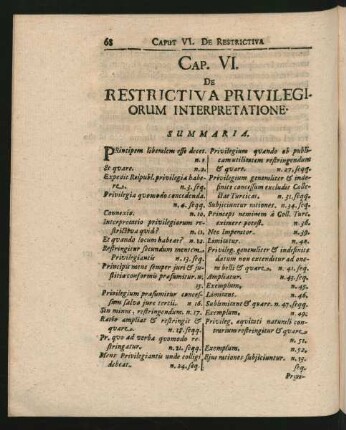 Cap. VI. De Restrictiva Privilegiorum Interpretatione.