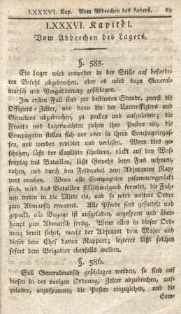 LXXXVI. Kapitel. Vom Abbrechen des Lagers.
