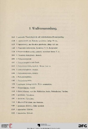 1 Waffensammlung (Nr. 1120-1168)