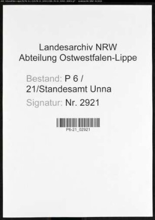 Sterberegister Standesamt Unna