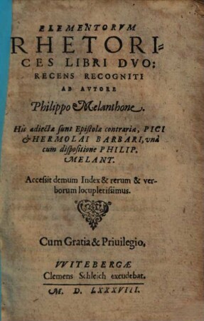 Elementorvm Rhetorices Libri Dvo