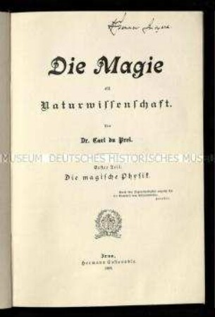 Abhandlung über die Magie als Naturwissenschaft, Bd. 1