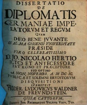 Diss. de diplomatis Germaniae imperatorum et regum