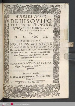 De his, qui potiores in pignore quique in priorum locum succedunt