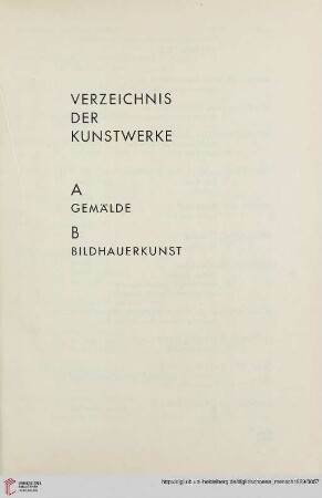 Verzeichnis der Kunstwerke