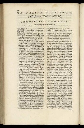 De Galliae Divisione Aldi Manutii Pauli F. Aldi N. Commentarius Ad Franciscum Morandum Sirenam