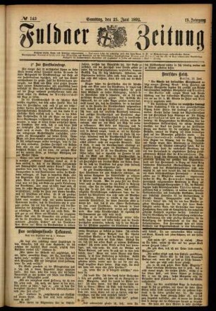 Ausgabe vom Samstag, den 25. Juni 1892.