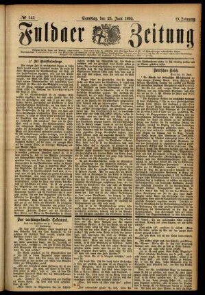 Ausgabe vom Samstag, den 25. Juni 1892.