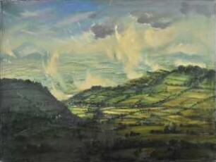 Gebirgslandschaft im Nebel
